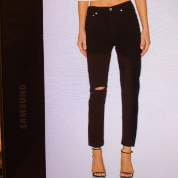 Agolde Jamie High Waist Classic Black Jeans 24 - Picture 1 of 12